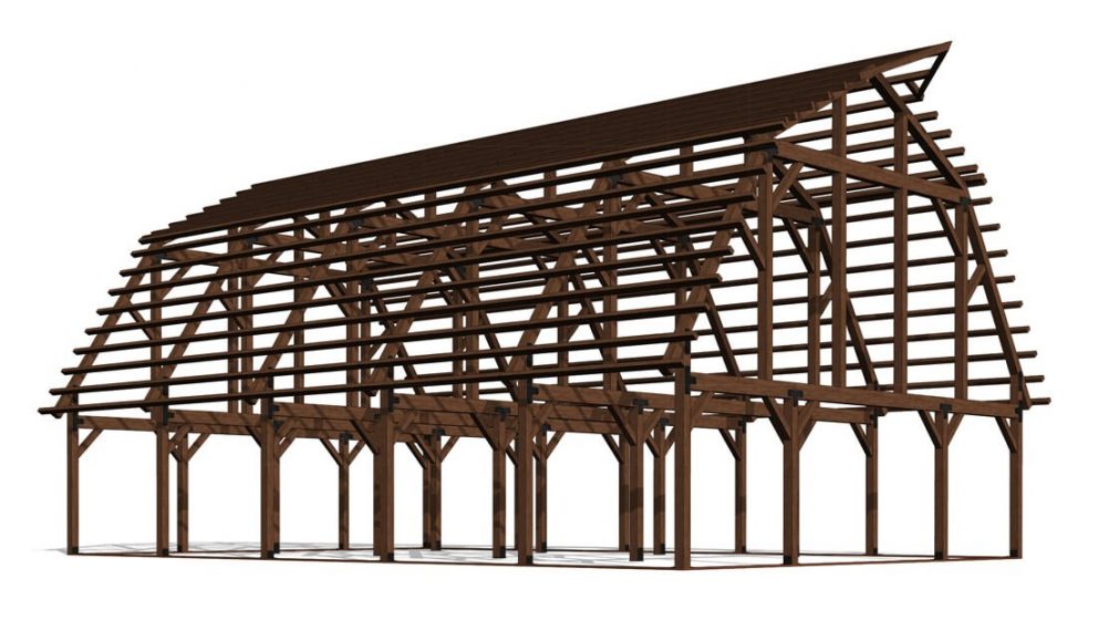 Barn package timber frame fullframe 2 40x60 great plains gambrel barn