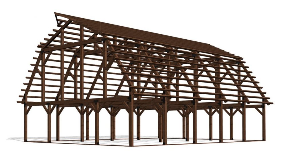 Barn package timber frame fullframe 40x60 great plains gambrel barn