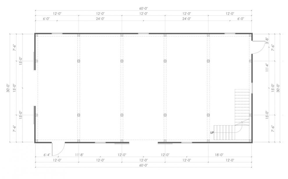 Barn package timber frame post layout 30x60 ponderosa country barn