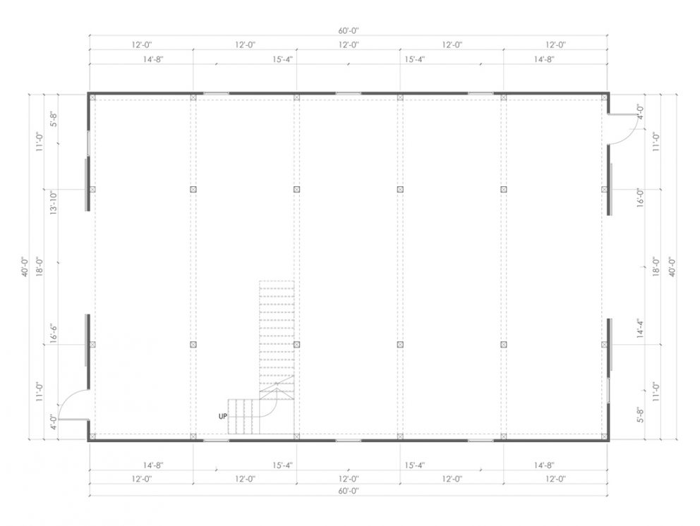 Barn package timber frame post layout 40x60 great plains gambrel barn