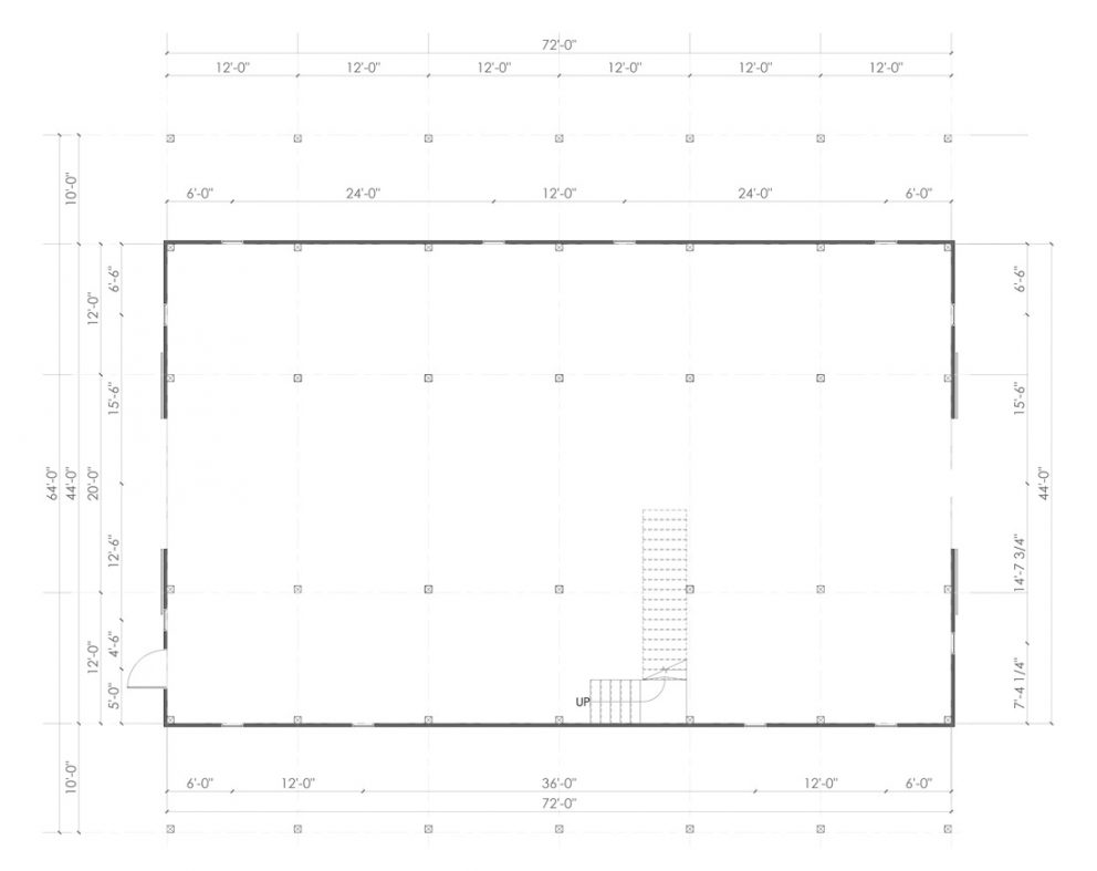 Barn package timber frame post layout 44x72 great plains western horse barn