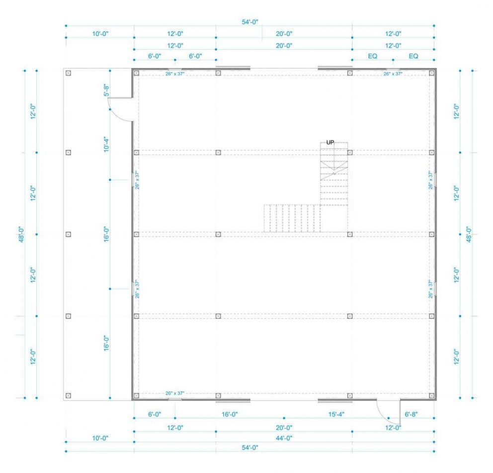 Barn package timber frame post layout 44x48 great plains western horse barn